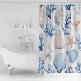 thumbnail image 2 of Summer Blue Shower Curtain, 36" x 72", Shell Coral Starfish Marine Life Coastal Waterproof Bathroom Curtain Washable Shower Curtain Set with 12 Hooks, 2 of 6