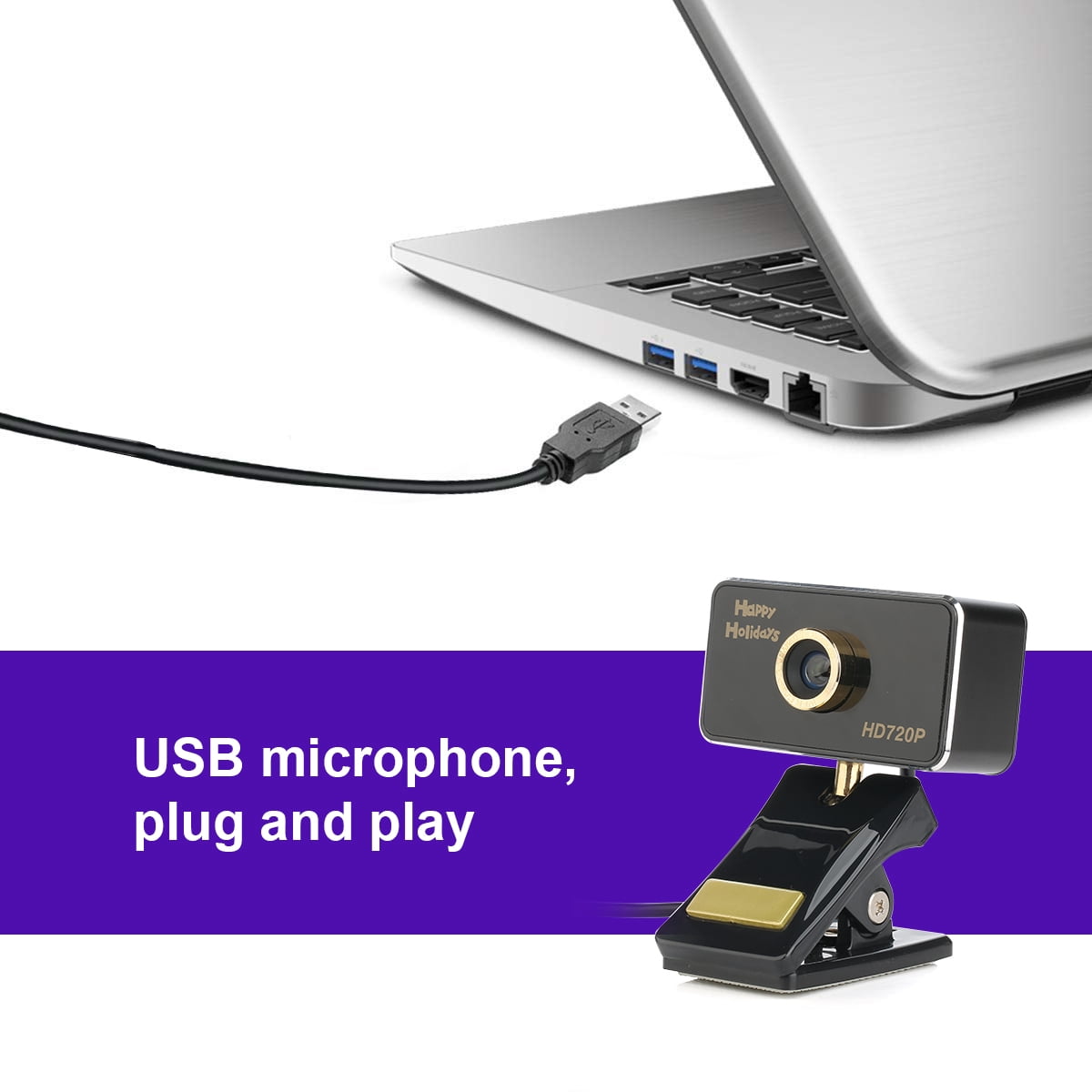 Anivia 720P Manual Focus Webcam - Professional Full HD Streaming Webcam with Digital Microphone - USB Computer Webcam for PC Laptop Desktop Mac Skype YouTube（Ship from USA）
