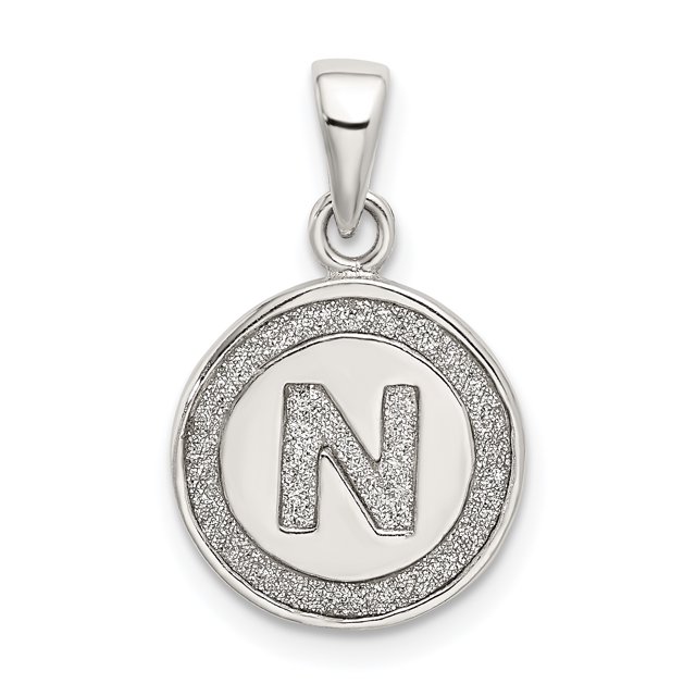 925 Sterling Dainty Letter N Nom Initial Monogramme Inital Cercle Collier Pendentif Pendentif