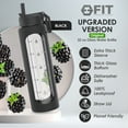 thumbnail image 3 of 32 oz Glass Water Bottle with Time Marker Reminder and Carrier - Reusable, Wide Mouth, Leakproof, Glass Drinking Bottle, BPA Free, Motivational Water Bottles (Black, White Marble Carrier), 3 of 9