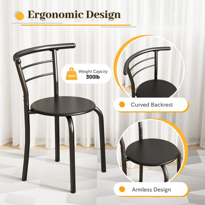 Lacoo 3-Piece Small Dining set, Table and Chair Set for 2 ,for Living Room, Dining Room, Kitchen, Black