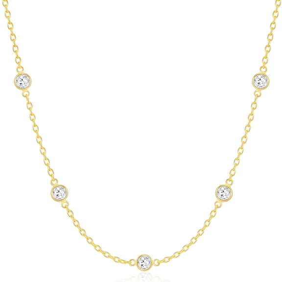 APSVO 18K Gold Plated Choker Necklaces for Women Teen Girls CZ April Birthstone Chain with CZ Crystal Birthday Jewelry Gifts