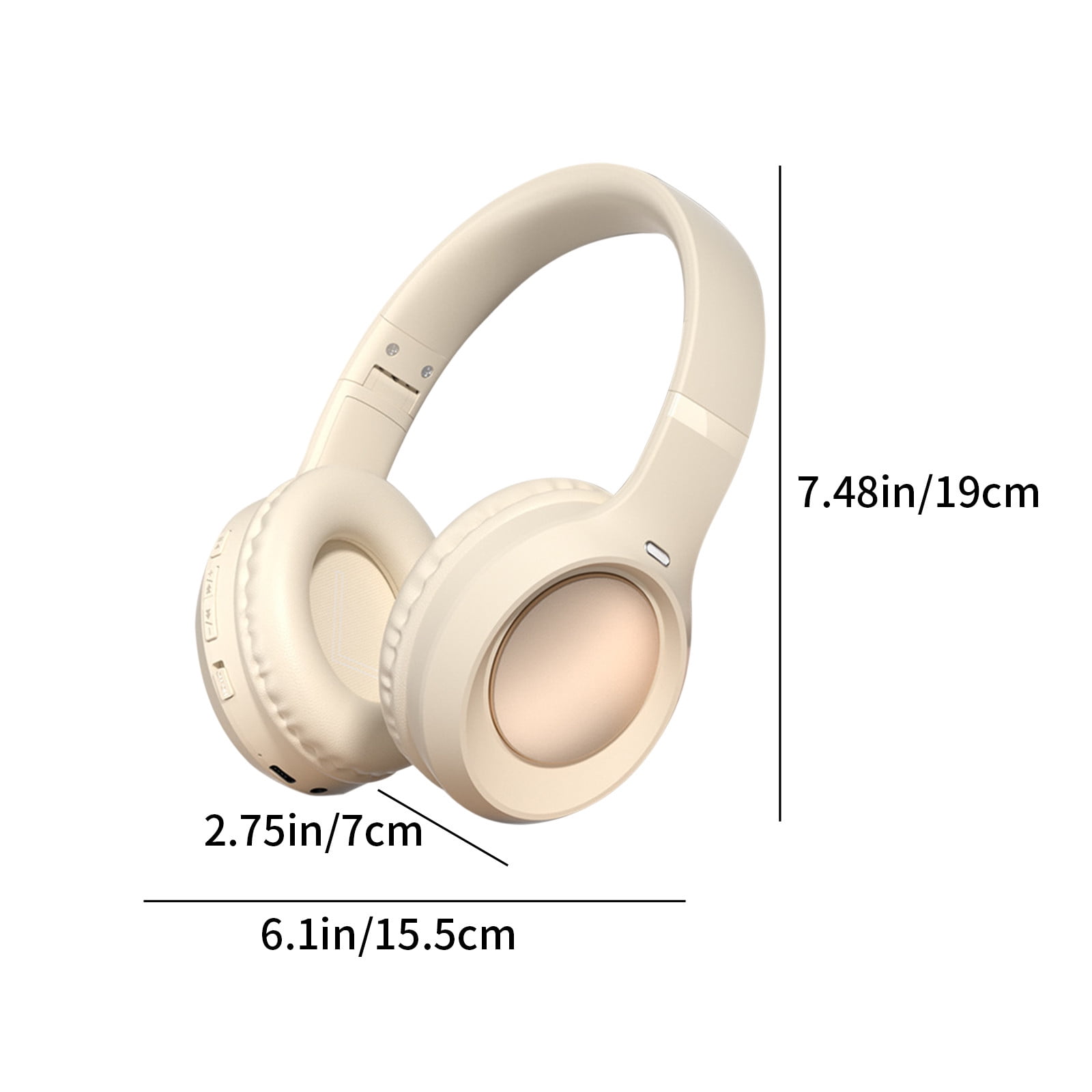 Wireless Headphones Bluetooth On-Ear Headset with Microphone,Beige