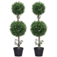 thumbnail image 1 of HOMCOM 2 Pack Artificial Boxwood Topiary Ball Trees, Fake Plants in Pot, 1 of 10