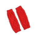 thumbnail image 3 of Xfvqtps Fingerless Gloves for Womens Thumb Hole Rhombus Medium Length Arm Warmer Knitting Crochet Solid Color Fashion Thermal Warm Winter Mittens Red, 3 of 4