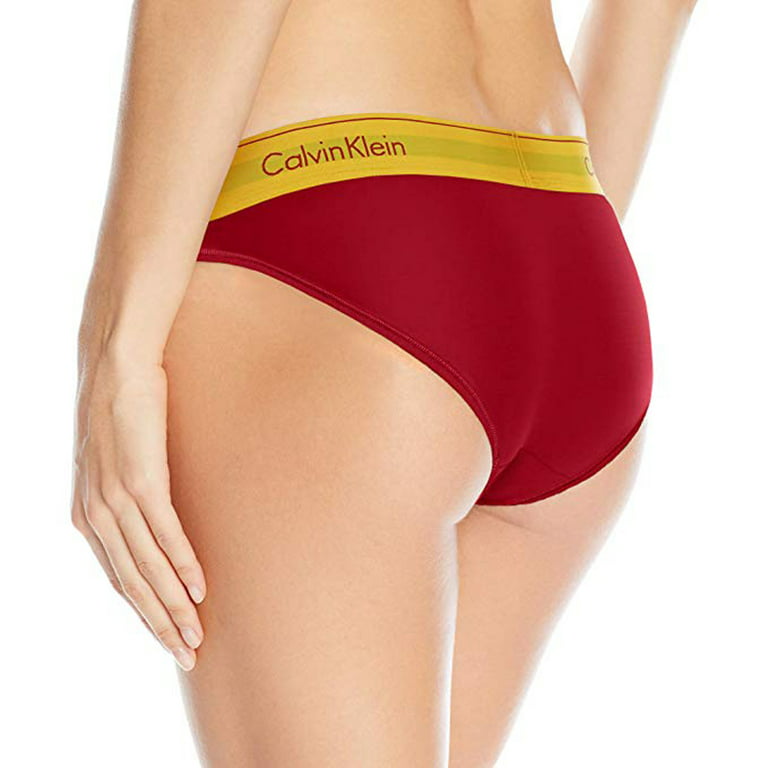 Calvin Klein Women's Modern Cotton Bikini Panty, Red/Gold, Small 