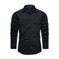 thumbnail image 5 of VgaVtl Black Long Sleeve Shirts for Men Fall Winter Collared Quick Drying Going Out Button Slim Mens Plus Size Shirts, 5 of 9