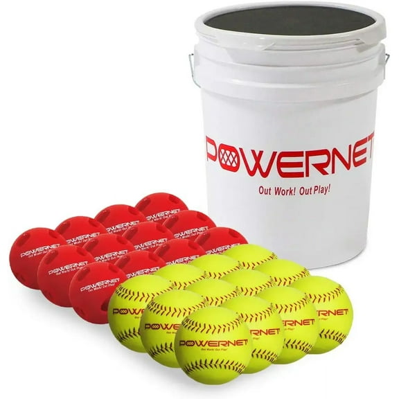 PowerNet Crusher Training Balls & Practice Balls, Softball Hitting Trainer for Improved Speed, Power & Coordination, Batting Practice Softballs 24PK