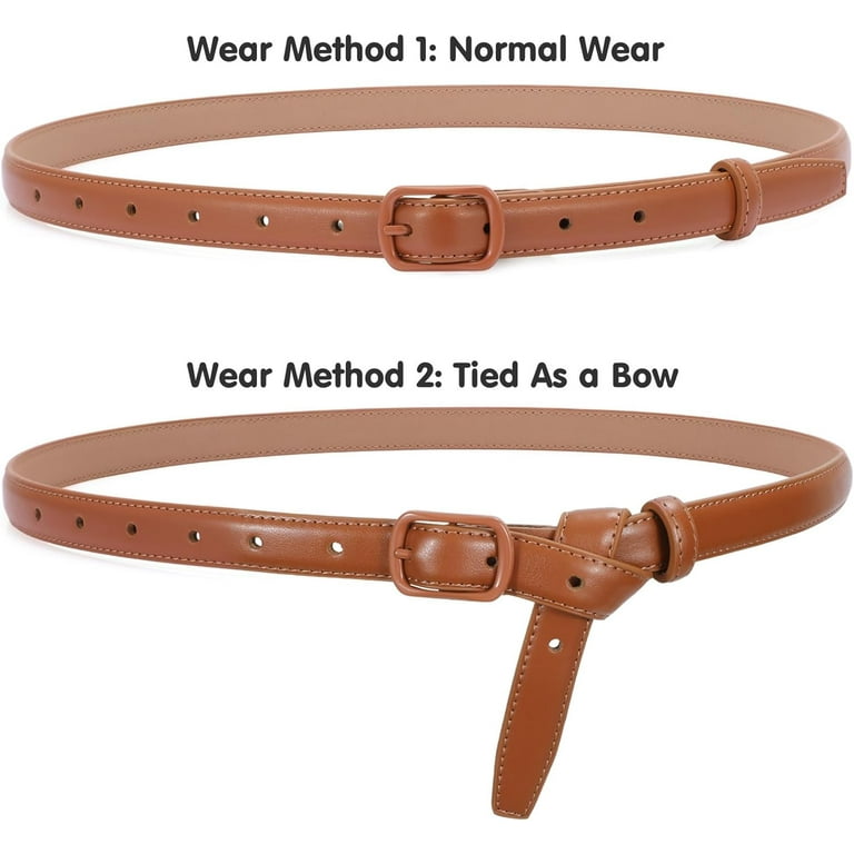 knee length dresses for ladies New cross-border women's pin buckle small belt thin belt sim  Negative  Apparel