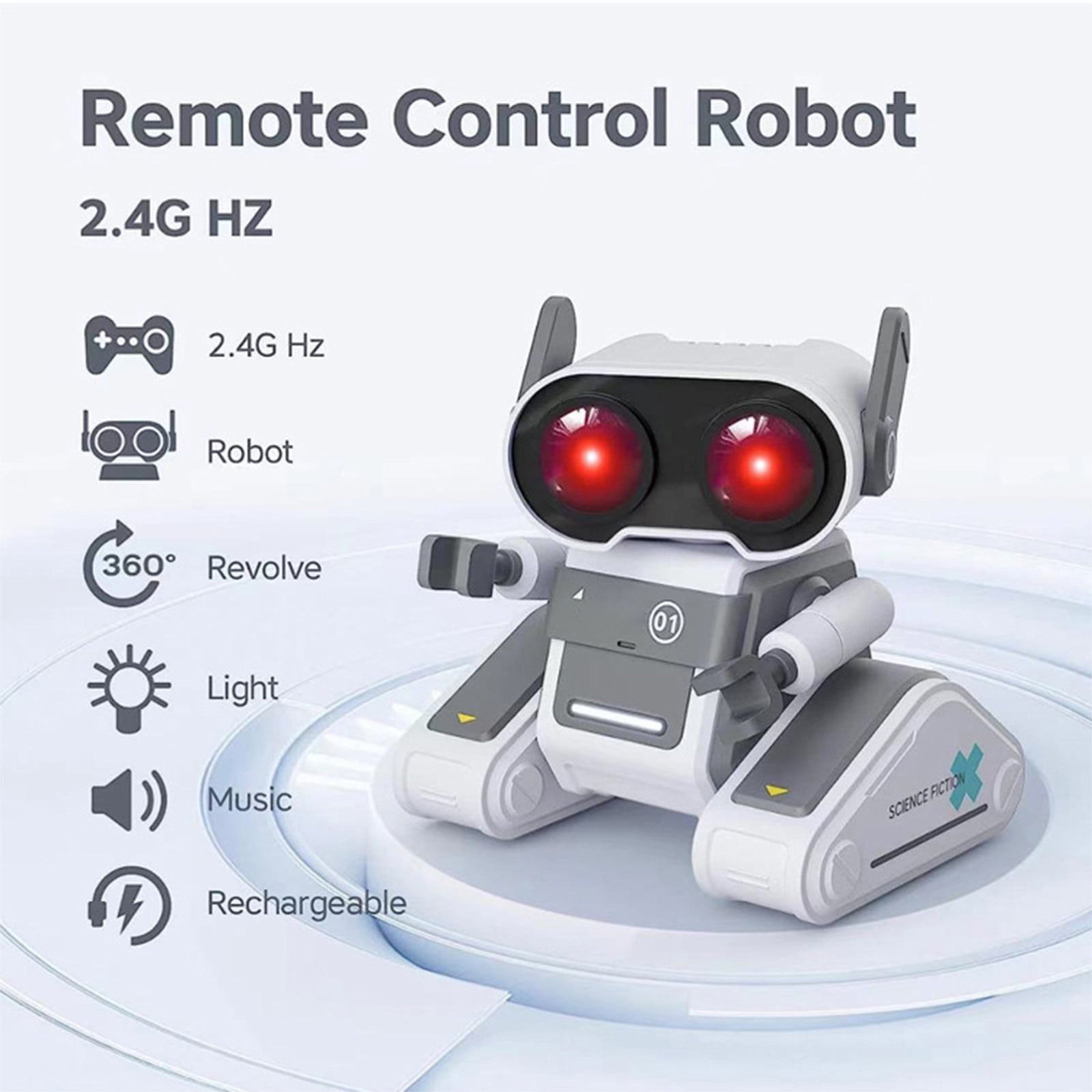 Rechargeable RC Robot Remote Toy,Intelligent 2.4G Control Robot Toy,Walking Dancing Music Light Toy, Educational Interactive Robot Toy,Hand Eye Coordination Development Toy,USB Charging Robot Toy