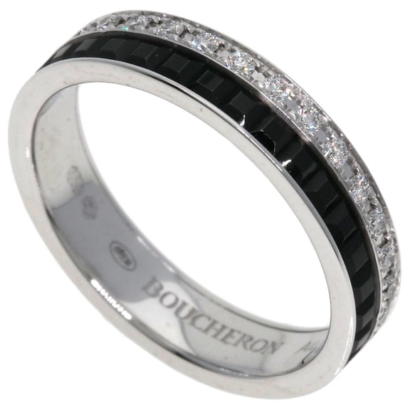 Pre-Owned Boucheron Quatre Black Diamond Ring #46, 18K White Gold, Women's.