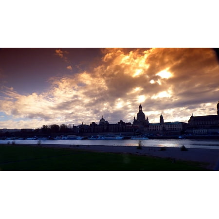 Framed Art for Your Wall Gradient Filter Dresden Panorama Elbe Back Light 10x13