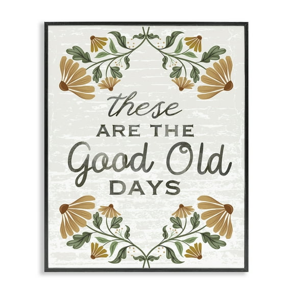 Stupell Industries Good Days Floral Pattern Plants & Flowers Painting Black Framed Art Print Wall Art, 11 x 14