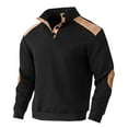 thumbnail image 4 of Lmnyox Men's Long Sleeve Pullover Dressy Casual Stand Collar Button Sweatshirts Casual Solid Texture Shirts, 4 of 6