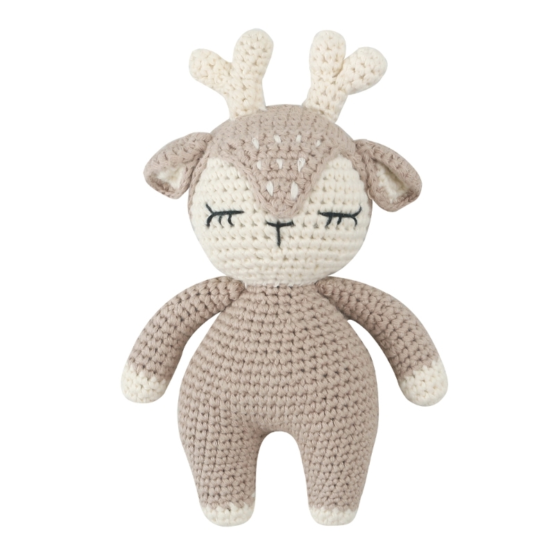 Crochet Doll Sleepy Deer Toy for Baby First Stuffed Animal Friend