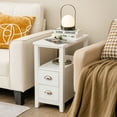 thumbnail image 3 of Gymax 2 Pcs Table d'Appoint de Bout de Canapé Table de Nuit avec 2 Tiroirs pour Salon Chambre Blanc, 3 of 9