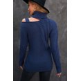 thumbnail image 4 of ABPHQTO Suéter de cuello alto con hombros descubiertos y correas azules para mujer, 4 of 5