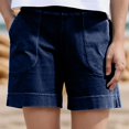 thumbnail image 4 of Comfy Stretch Twill Shorts for Women Casual Summer Shorts Elastic Waist Pull on Denim Jean Shorts Plus Size Navy S, 4 of 7