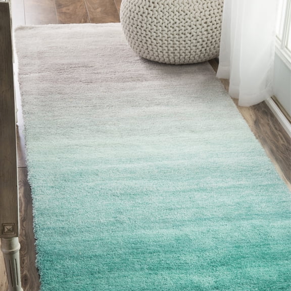 nuLOOM Handmade Ombre Shag Area Rug, 2' 6" x 8', Runner, Turquoise