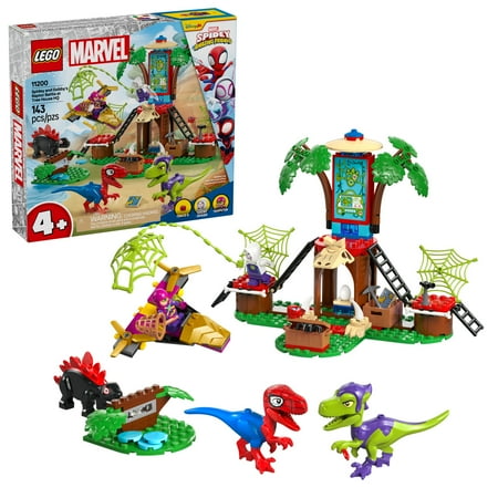 LEGO Marvel Spidey And His Amazing Friends Spidey and Gobby's Raptor Battle at Tree House HQ - Dinosaur Building Toy for Kids, Boys and Girls, Ages 4+ - Preschool Pretend Play Set - Gift Idea - 11200