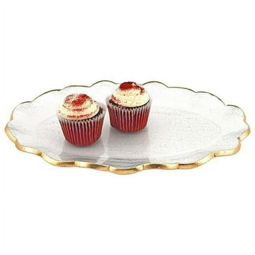 Glass Oval Edge Gold Serving Platter - 10 in.