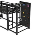 thumbnail image 5 of Twin XL size metal loft/bunk bed with basketball hoop, pull-up rings, climbing wall, and built-in bookshelves. Playful   childlike Delight featuring a slide,Black., 5 of 23