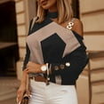 thumbnail image 4 of Womens Tops Long Sleeve Shirts Color Block Printed With Chain Button Fall Clothes for Women Tees Blouses Black M, 4 of 6