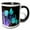 Black/White, variant on 3drose, Iridescent Blue Tulips, 11oz Two-tone Green Mug