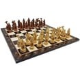 thumbnail image 4 of Antique White  Brown Norse Viking Chess Set 3 1/4 King with 17" Elegance Board, 4 of 8