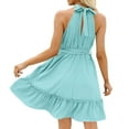 thumbnail image 4 of BLVB Summer Dresses for Women Sleeveless Pleated Ruffle Hem A-Line Flowy Party Beach Mini Sundress with Belt, 4 of 4