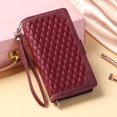 thumbnail image 5 of SaniMore for Samsung Galaxy S24 Wallet Case, Wrist/Crossbody Lanyard, 3D Lattice PU Leather Kickstand Zipper Purse Card Slots Magnetic Clasp Shockproof TPU Shell Anti-drop, Winered, 5 of 10