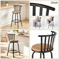 thumbnail image 6 of Homy Casa Swivel Counter Height Bar Stools Set of 3 with Back, Adjustable Upholstered Modern Bar Chairs for Kitchen Island, Brown, 6 of 14