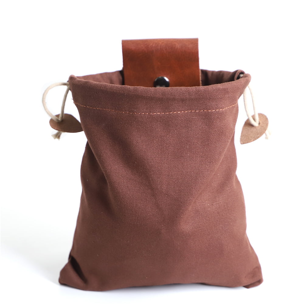 Bag.Bushcraft/belt loop/stud Real Brown Leather draw string pellet pouch Purse 