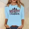 thumbnail image 4 of 3/4 Sleeve Tops for Women 2025 Christmas Spring Winter Crew Neck Casual Tee Shirt Graphic Funny Tshirts (XL, Sky Blue 01), 4 of 5