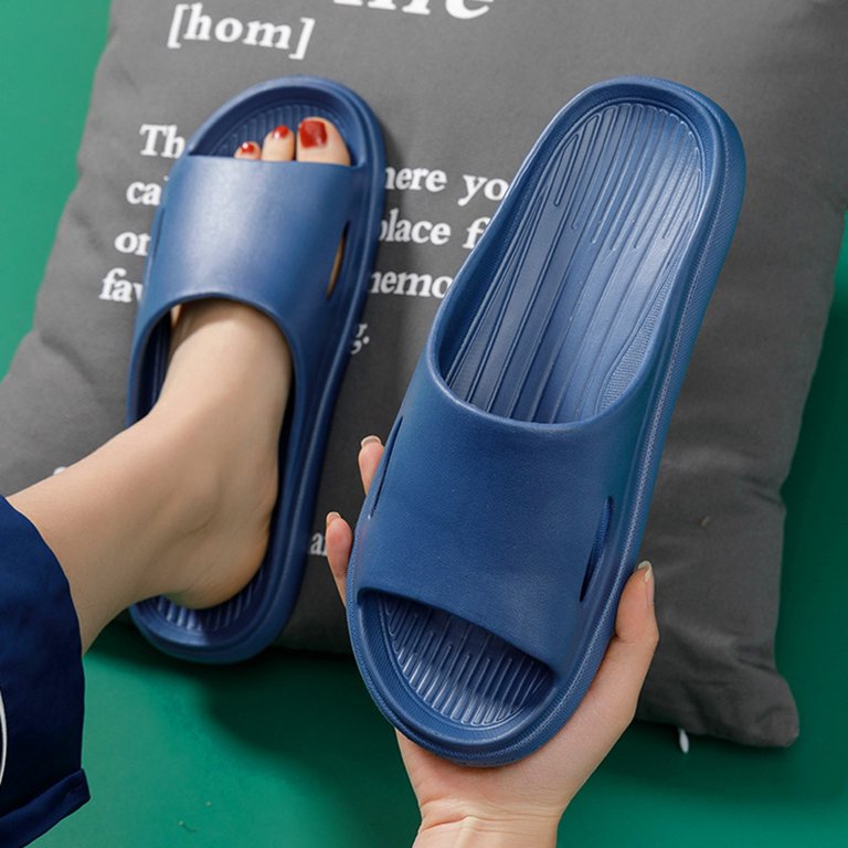 JDEFEG Rams Slippers for Men and Women Slippers Bathroom Home Slippers  Summer Beach Solid Color Flat Bottom Home Sandals Mens Slip On Slippers Size  13 S Navy 42 
