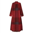 thumbnail image 4 of ZANZEA Womens Long Sleeve Check Plaid /Solid Color Split Skirt Side Long Dress, 4 of 13