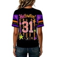 thumbnail image 3 of IYYVV Halloween Shirts for Women Oversized 2026 Cute Funny Plus Size Pumpkin Print T-Shirt Casual Short Sleeve V Neck Pullover Tunic Tops Dark Purple L, 3 of 5