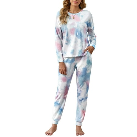 

Sidefeel New Cute O-Neck Long-Sleeved Pajama Set Ladies Home Service Suit Cloud Pattern