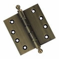 thumbnail image 1 of EMBASSY Door Hinge 4.5 x 4.5 Solid Brass Antique Brass with Ball Tips, 1 of 7