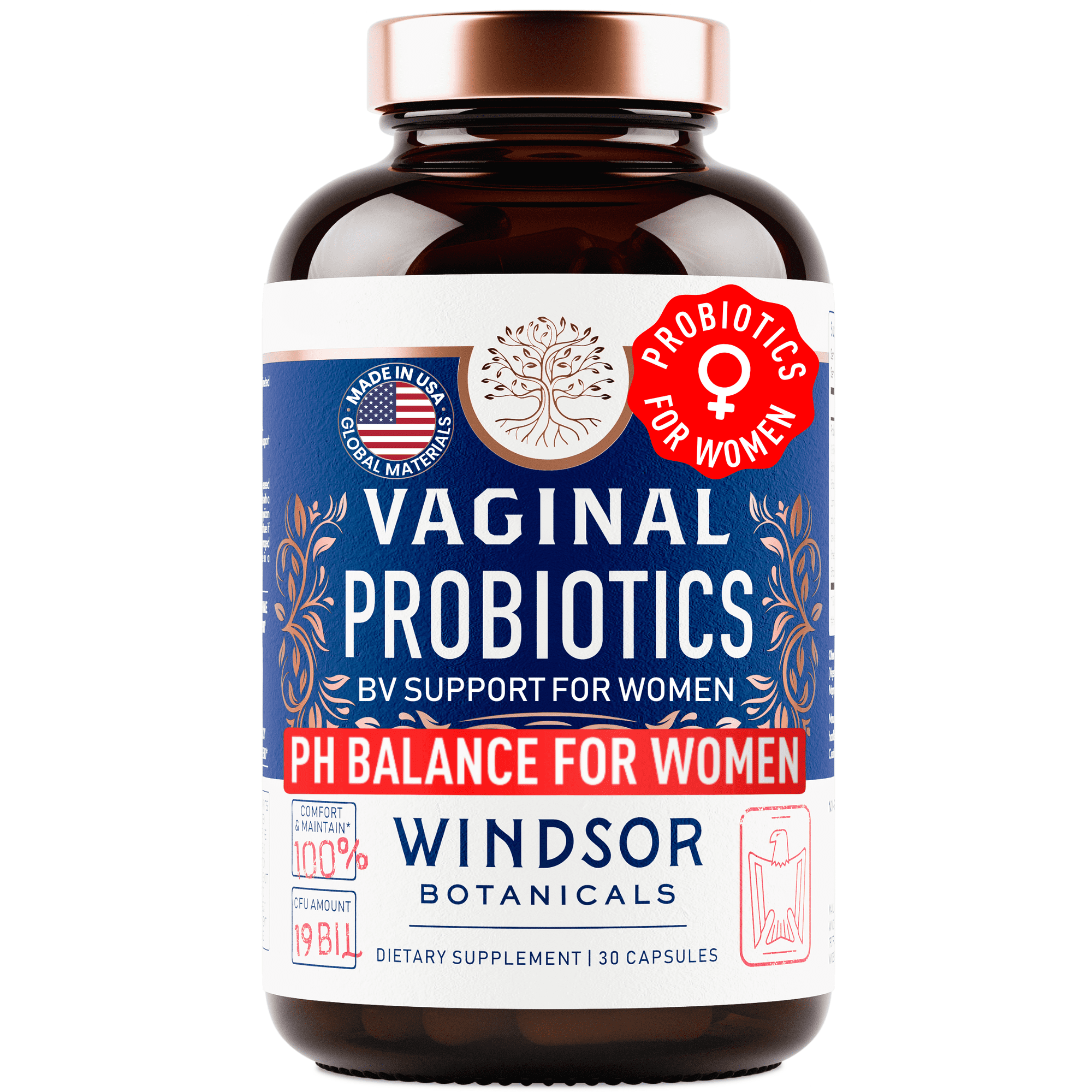 Vaginal Probiotics for Women - 19Bil CFU,15-Strain Lactobacillus Probiotic for PH Balance, Urinary Tract Support, Odor & Yeast Health - Balance Complex for Women BV Support - 30 Vegan Caps