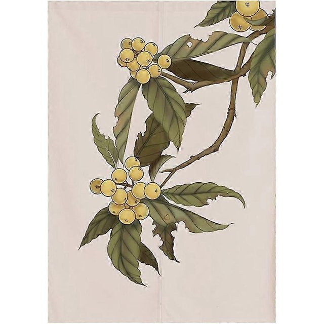Noren Doorway Curtain Tapestry Traditional Chinese Loquat Ink Painting Printed Door Curtain Watercolor Room Divider Home Decoration, 29.5 X 47 Inch