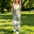thumbnail image 2 of YunPes Girls Watercolor Jumpsuits Floral Printed Wide Leg Rompers Plus Size Lightweight Spaghetti Tie Strap Overalls, 2 of 4