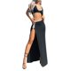 thumbnail image 4 of VISgogo Traje casual para mujer, sin mangas, sin espalda, con cuello halter y falda larga dividida de cintura alta VISgogo  moda, 4 of 9