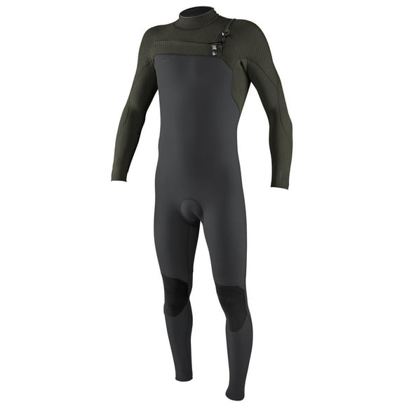 O'Neill Men's Hyperfreak 4/3mm Chest Zip Full Wetsuit L-Tall Gunmetal/ghost green (5344)