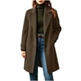 thumbnail image 5 of MaFYtyTPR Women's Thicken Wool Coat Lapel Collar Button Down Mid-Length Casual Solid Outerwear with Pockets Z-Khaki M, 5 of 7