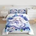 thumbnail image 2 of Feelyou Japanese Girl Queen Comforter Set, Kawaii Anime Blue Bedding Comforter Set, 3pcs, 2 of 8