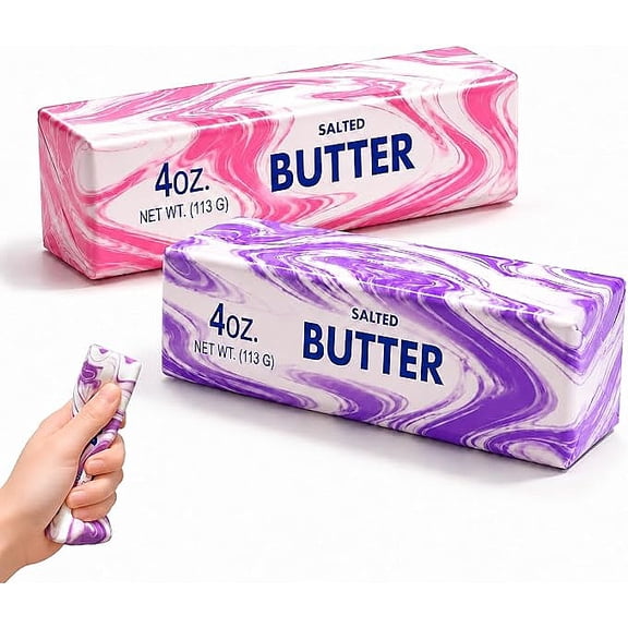FufuCrick Butter Stick Squishy 2-Pack Office Accessory Measuring 5.1 inch Squishy Tactile Sensory Gadget Desk Ornament Decor for Adult Workspace