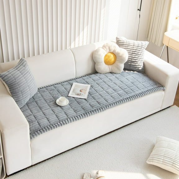 Corduroy Sofa Cushion Cover, Soft Plush Non-Slip Couch Mat for Living Room, Washable Thick Seat Pad and Backrest Protector, Modern Furniture Cover for Sofa Chair and Loveseat