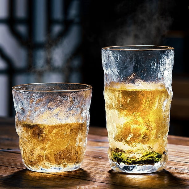 Vaso Vaso de vidrio transparente de 1 pieza con diseño de glaciar, tamaño L, alto, para jugos, cerveza o agua. Rkxzt
