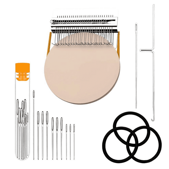 New Small Darning Speedweve Tool, PatchMaker Weaving for Mending Jeans, Socks & Clothes, Portable Loom Knitting Kit for Beginners, Quick Repair Sewing & DIY Weaving Crafts (Silver*28Hooks)